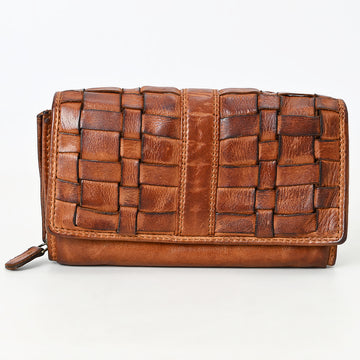 Spaghetti Western Swc447Cg Wallet Vintage Handmade Drum Dyed Genuine European Cowhide Leather Women Bag Western Handbag Purse